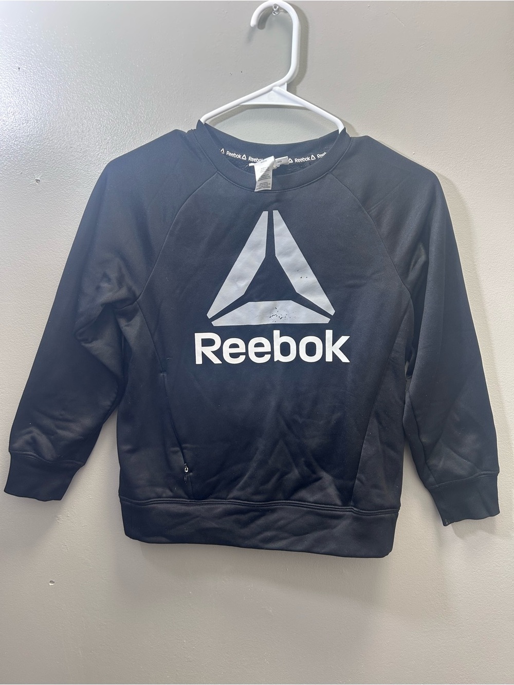 Reebok Men’s Black Crewneck Sweatshirt with White Logo